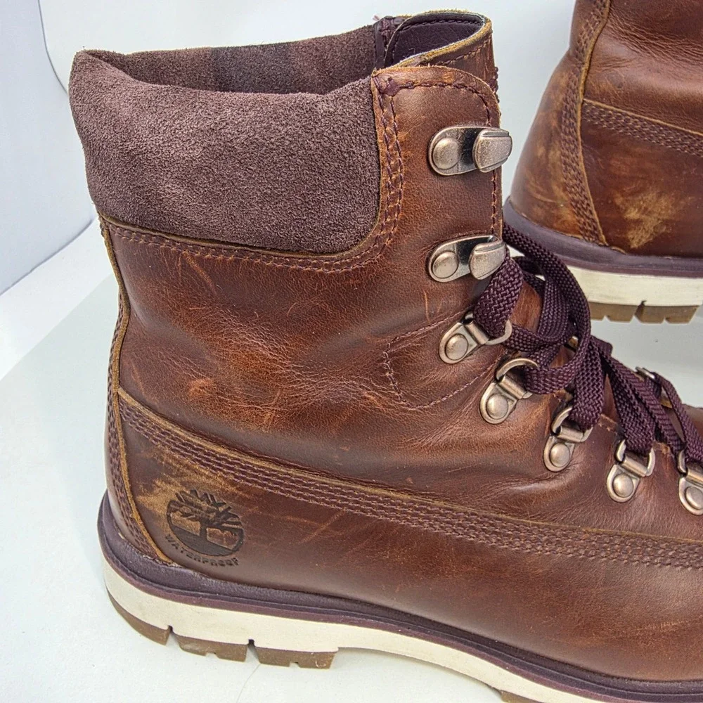 Timberland Waterproof Hiking Boots Mens 9.5 A2BZD Brown Leather ReBOTL Good